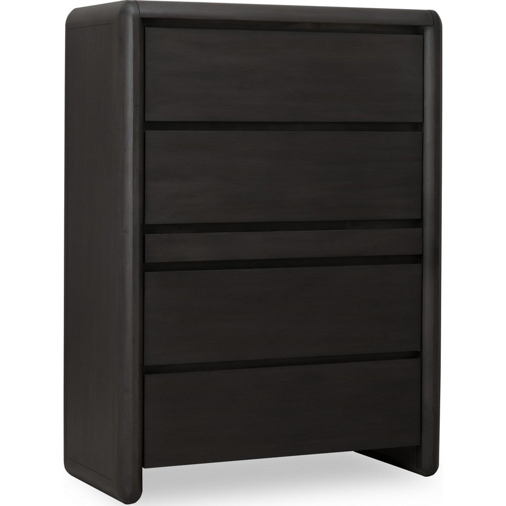 Zanny Tall Dresser Chest with 5 Drawers | Jewelry Tray| Black Acacia Wood