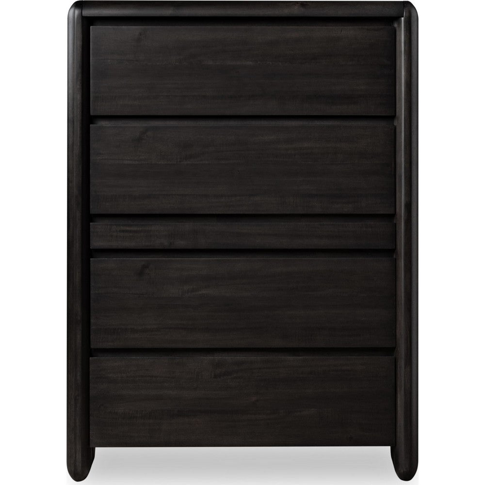 Zanny Tall Dresser Chest with 5 Drawers | Jewelry Tray| Black Acacia Wood