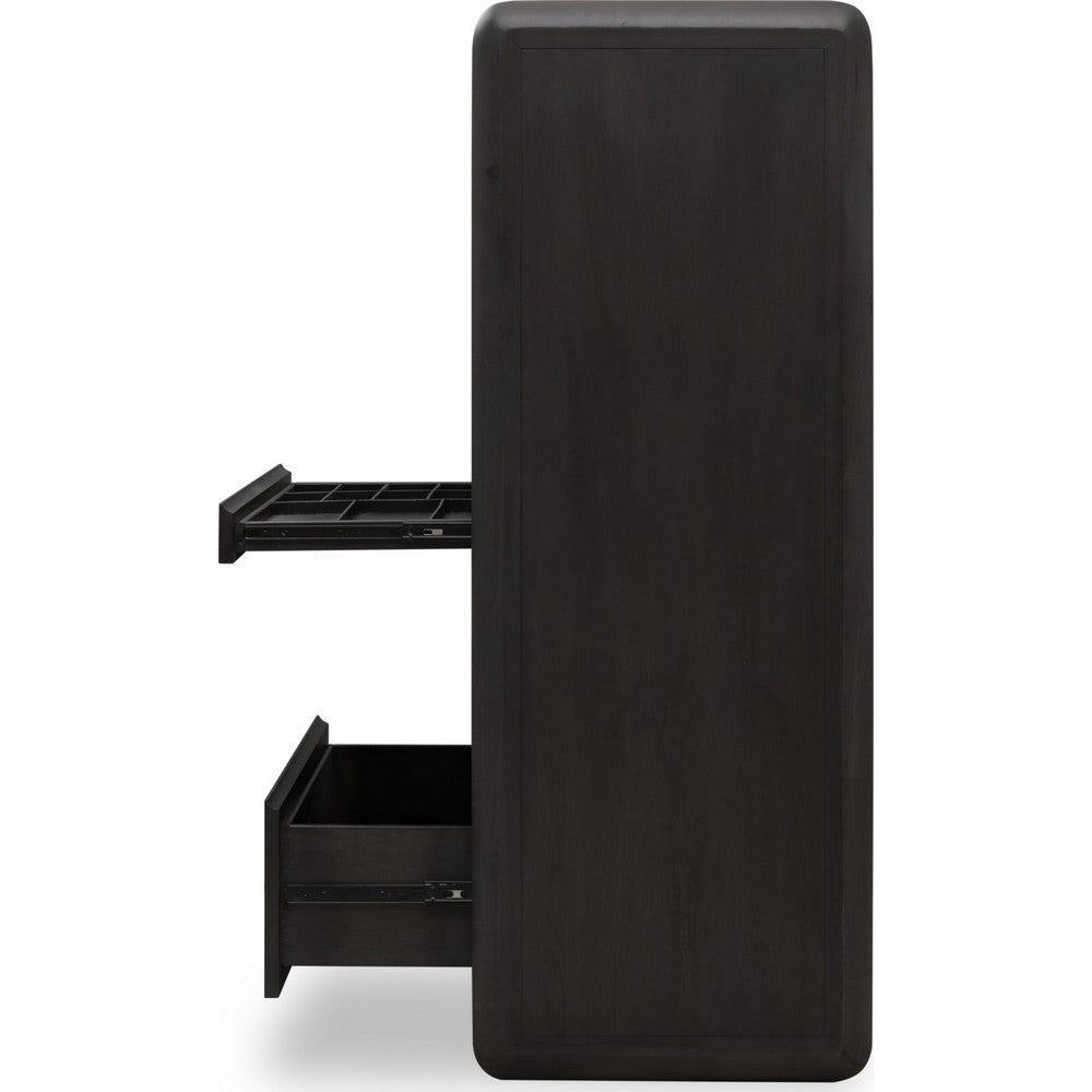 Zanny Tall Dresser Chest with 5 Drawers | Jewelry Tray| Black Acacia Wood