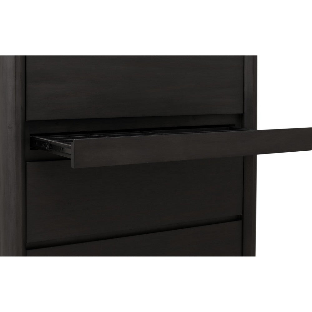 Zanny Tall Dresser Chest with 5 Drawers | Jewelry Tray| Black Acacia Wood