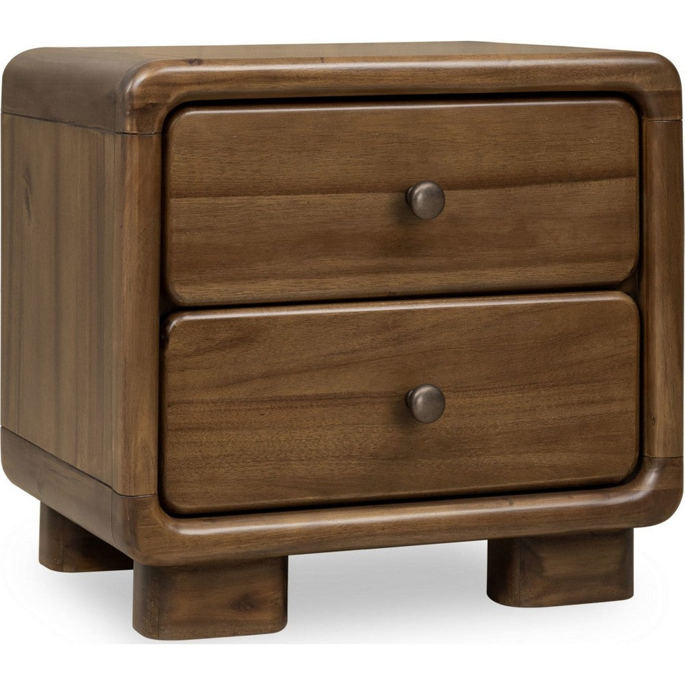 June Nightst& with 2 Drawers | Rounded Frame | Impala Acacia Wood