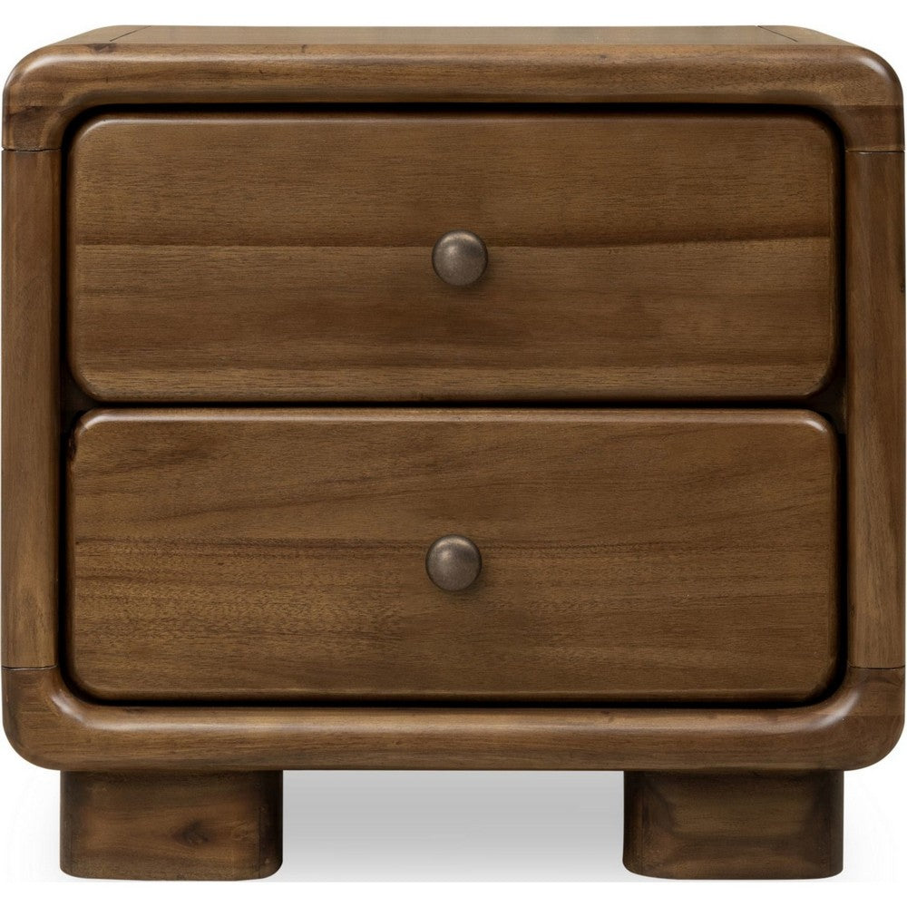 June Nightst& with 2 Drawers | Rounded Frame | Impala Acacia Wood