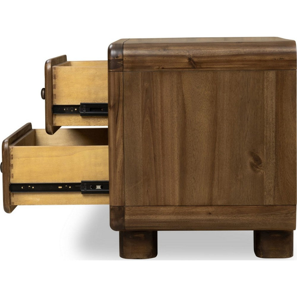 June Nightst& with 2 Drawers | Rounded Frame | Impala Acacia Wood