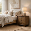 June Nightst& with 3 Drawers | Rounded Frame | Impala Acacia Wood