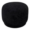 June Accent Round Ottoman | Compact Design | Black Chenille Fabric 20"
