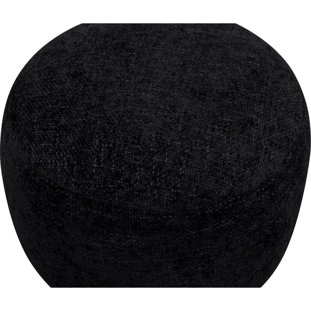 June Accent Round Ottoman | Compact Design | Black Chenille Fabric 20"
