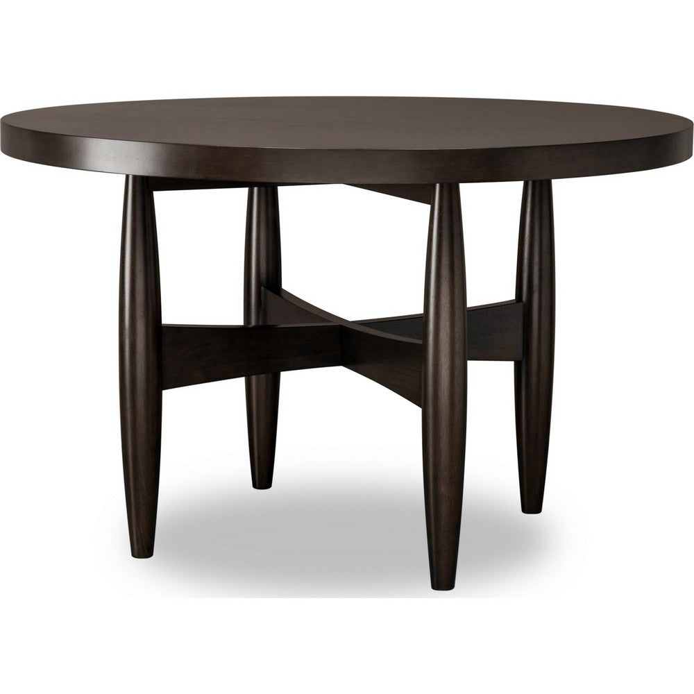 Kevin Round Dining Table with Tapered Legs | Minx Brown Rubberwood 48"