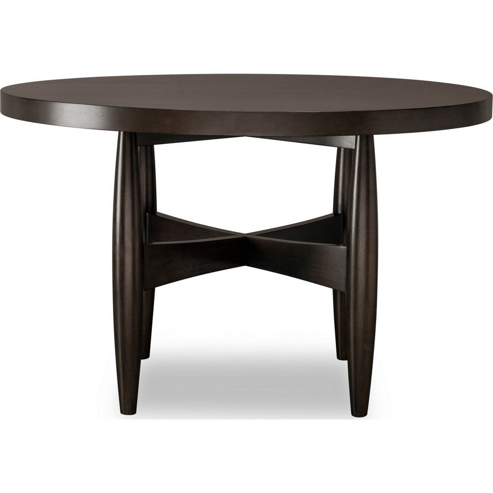 Kevin Round Dining Table with Tapered Legs | Minx Brown Rubberwood 48"