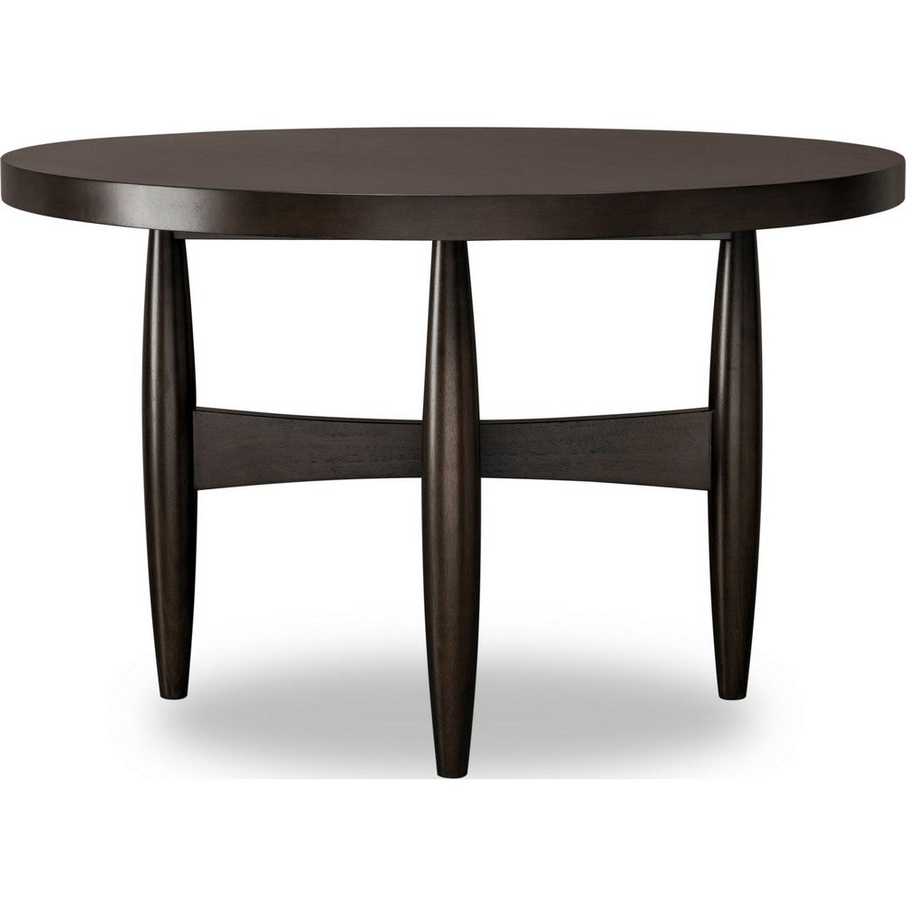 Kevin Round Dining Table with Tapered Legs | Minx Brown Rubberwood 48"