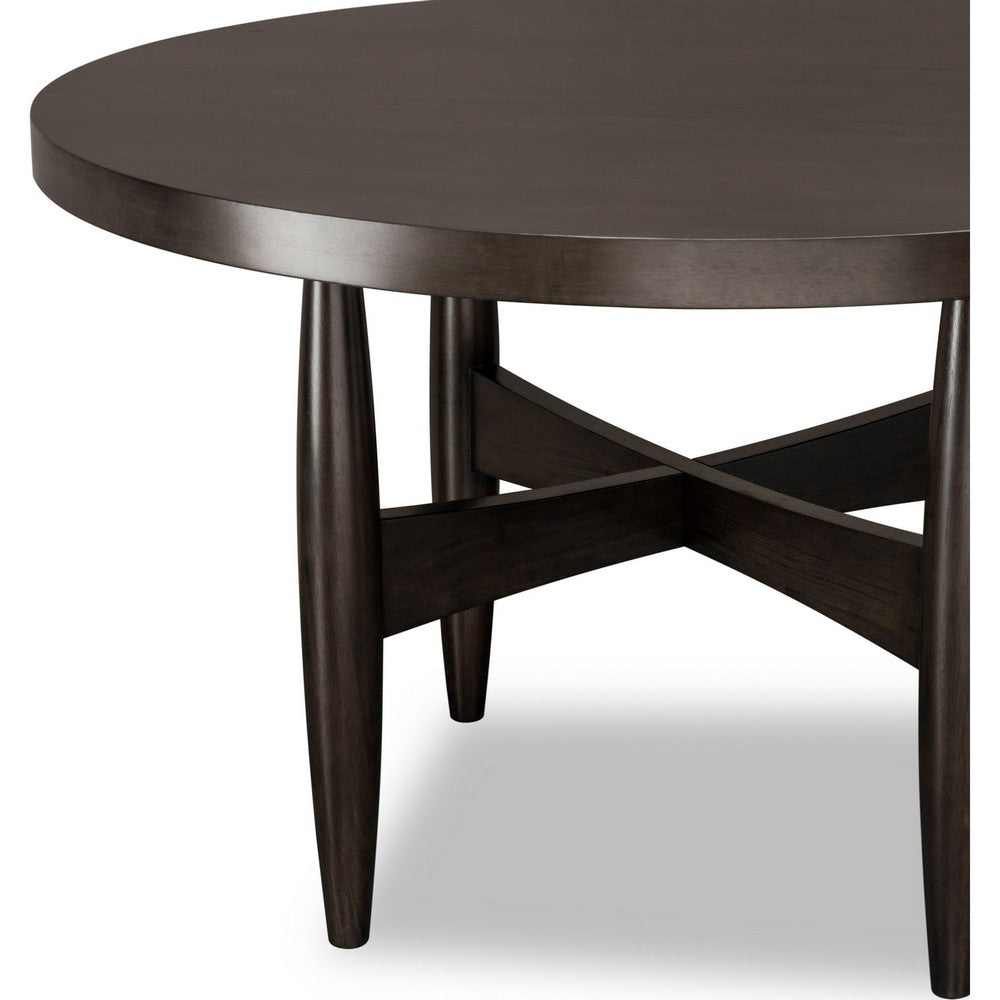 Kevin Round Dining Table with Tapered Legs | Minx Brown Rubberwood 48"