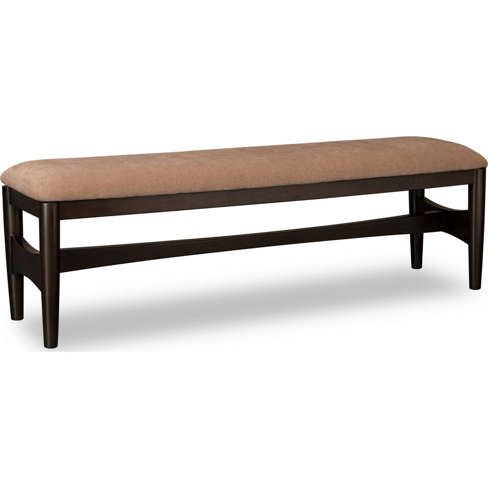 Kevin Dining Bench with Porcini Chenille Fabric | Minx Brown Wood 60"