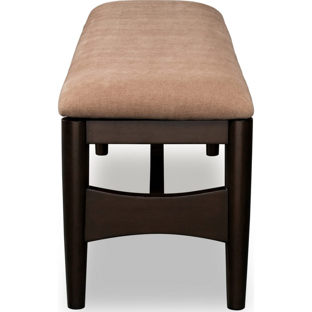 Kevin Dining Bench with Porcini Chenille Fabric | Minx Brown Wood 60"