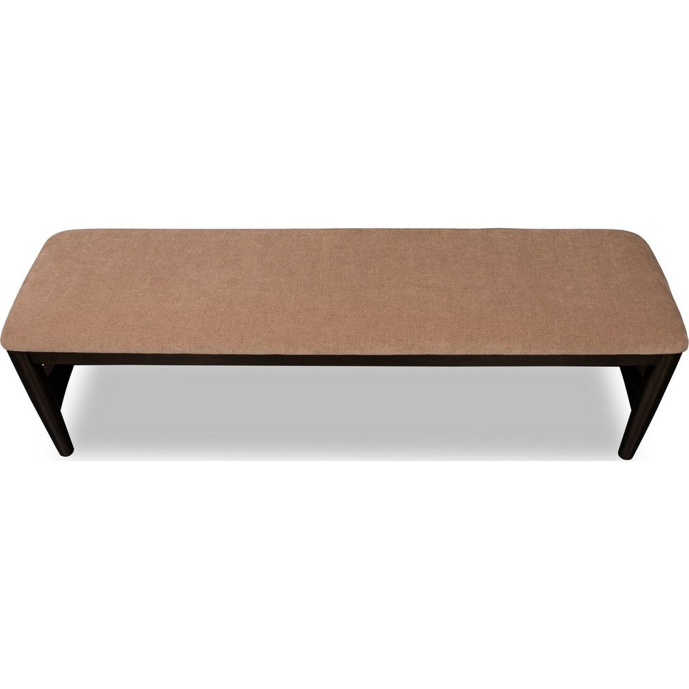 Kevin Dining Bench with Porcini Chenille Fabric | Minx Brown Wood 60"