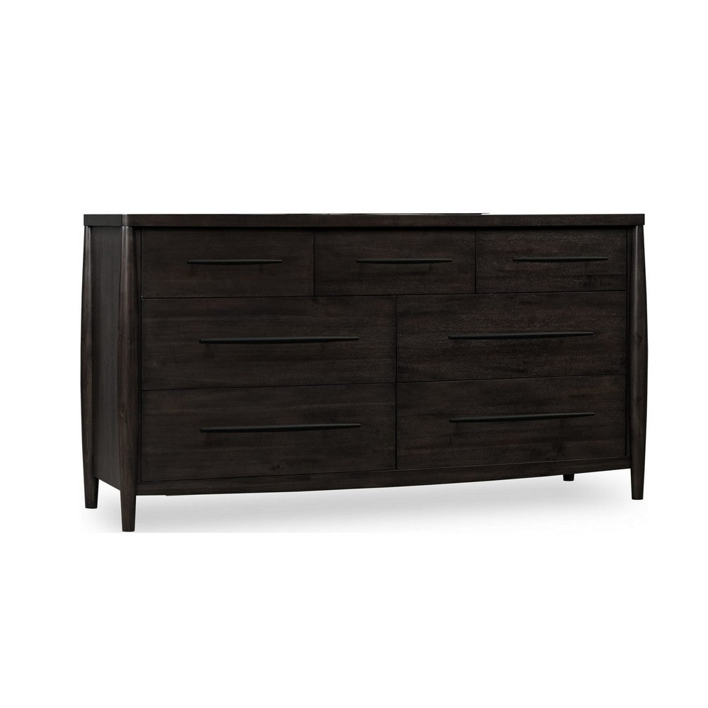 Kevin 68" Wide Dresser with 7 Drawers | Minx Brown Acacia Wood