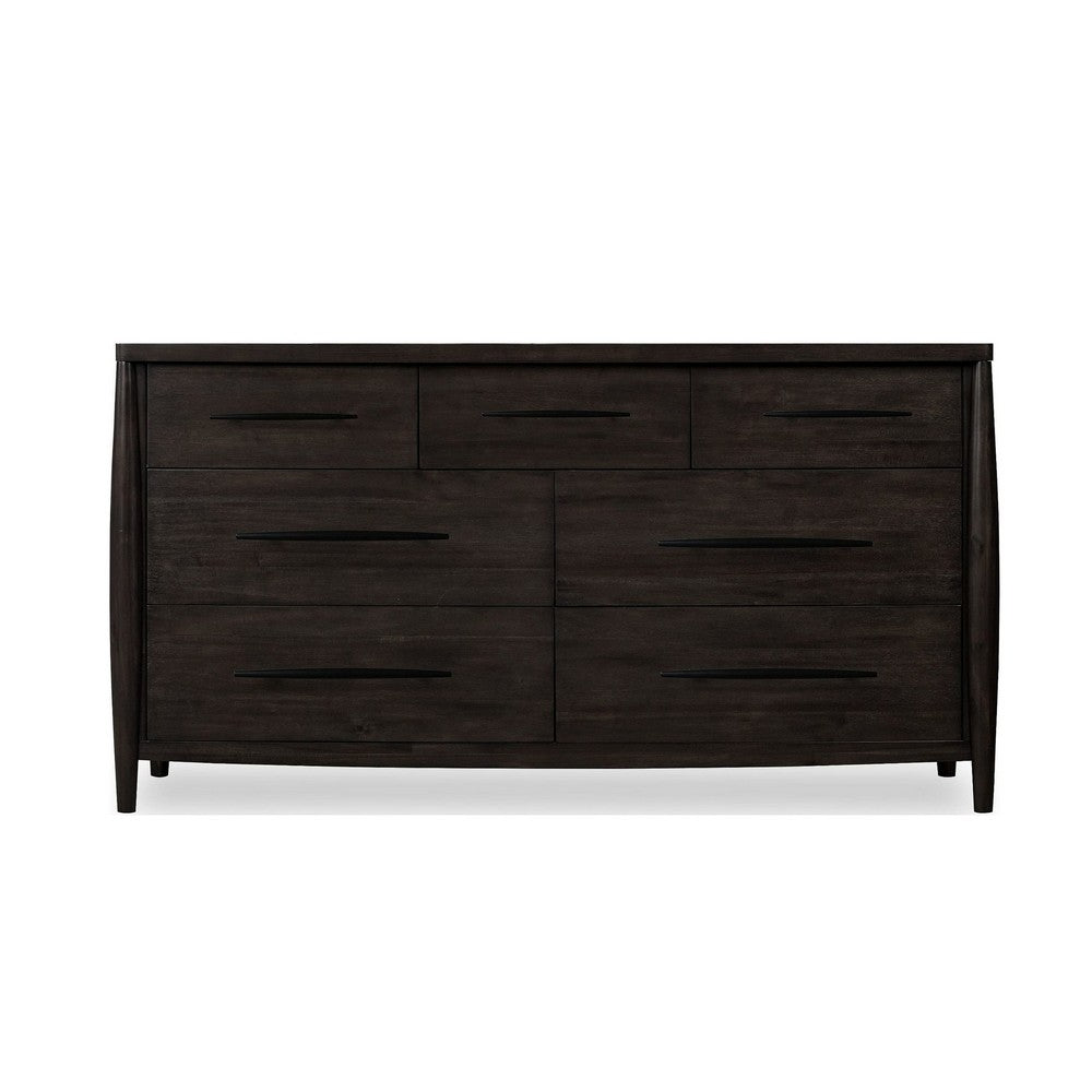 Kevin 68" Wide Dresser with 7 Drawers | Minx Brown Acacia Wood