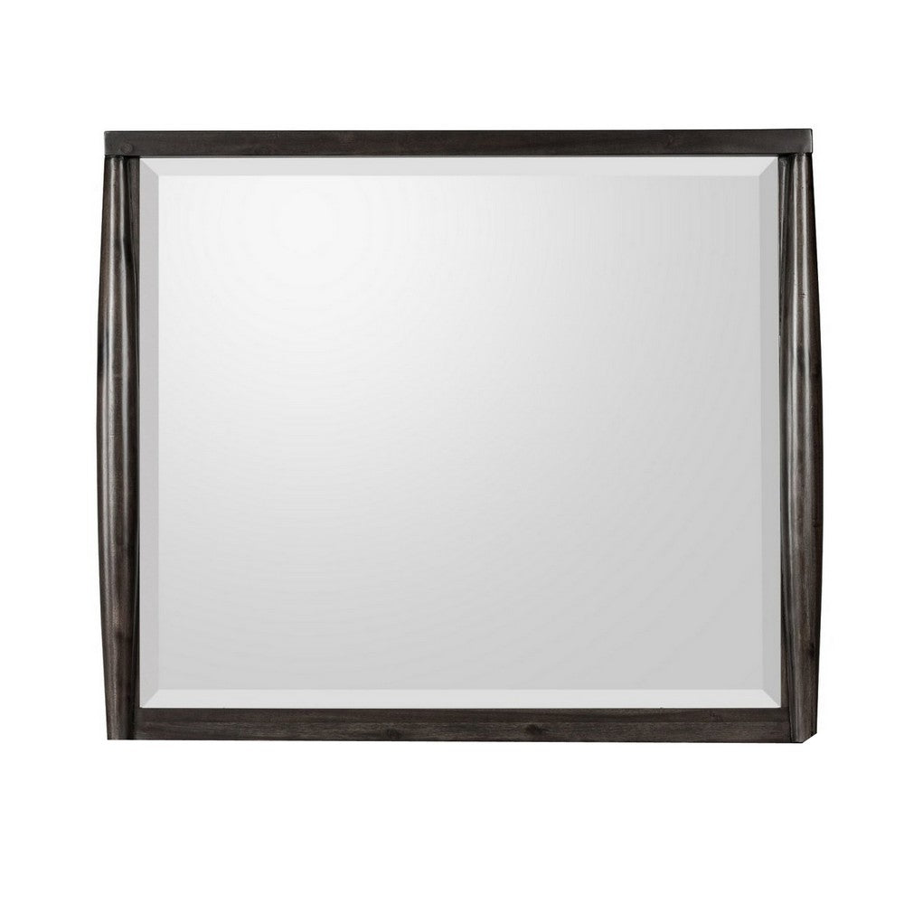 Kevin Wall or Dresser Mirror with Beveled Glass | Minx Brown Rubberwood 36x42