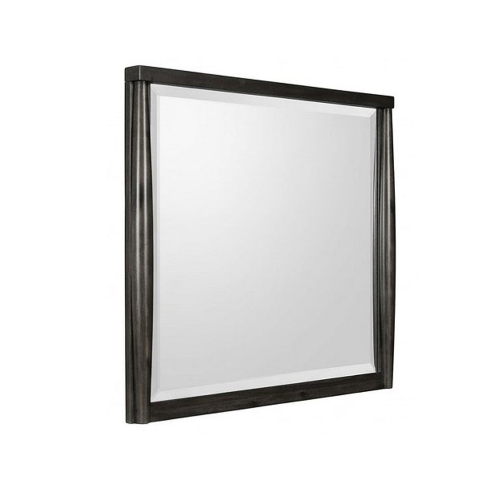 Kevin Wall or Dresser Mirror with Beveled Glass | Minx Brown Rubberwood 36x42