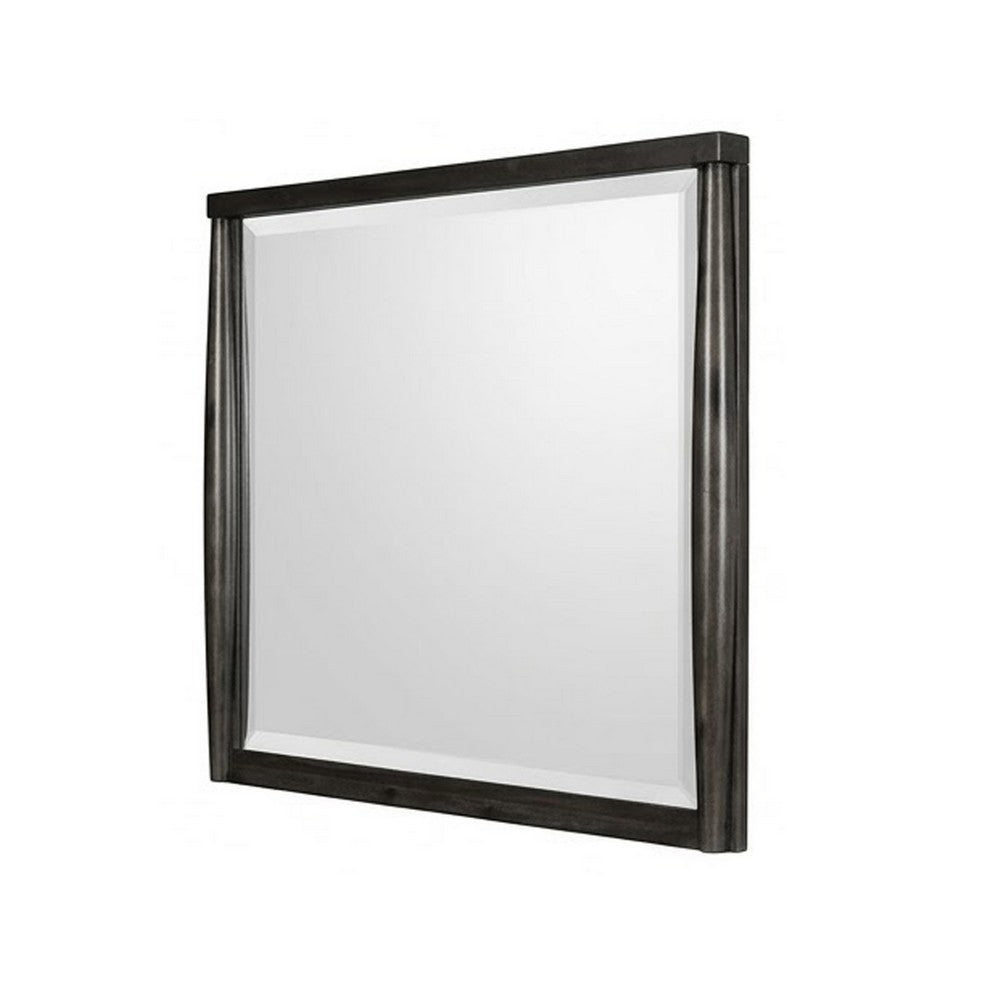 Kevin Wall or Dresser Mirror with Beveled Glass | Minx Brown Rubberwood 36x42