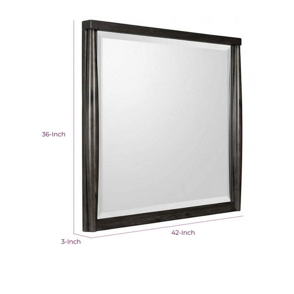 Kevin Wall or Dresser Mirror with Beveled Glass | Minx Brown Rubberwood 36x42