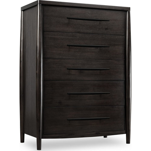Kevin Wide Dresser Chest with 5 Drawers | Minx Brown Acacia Wood