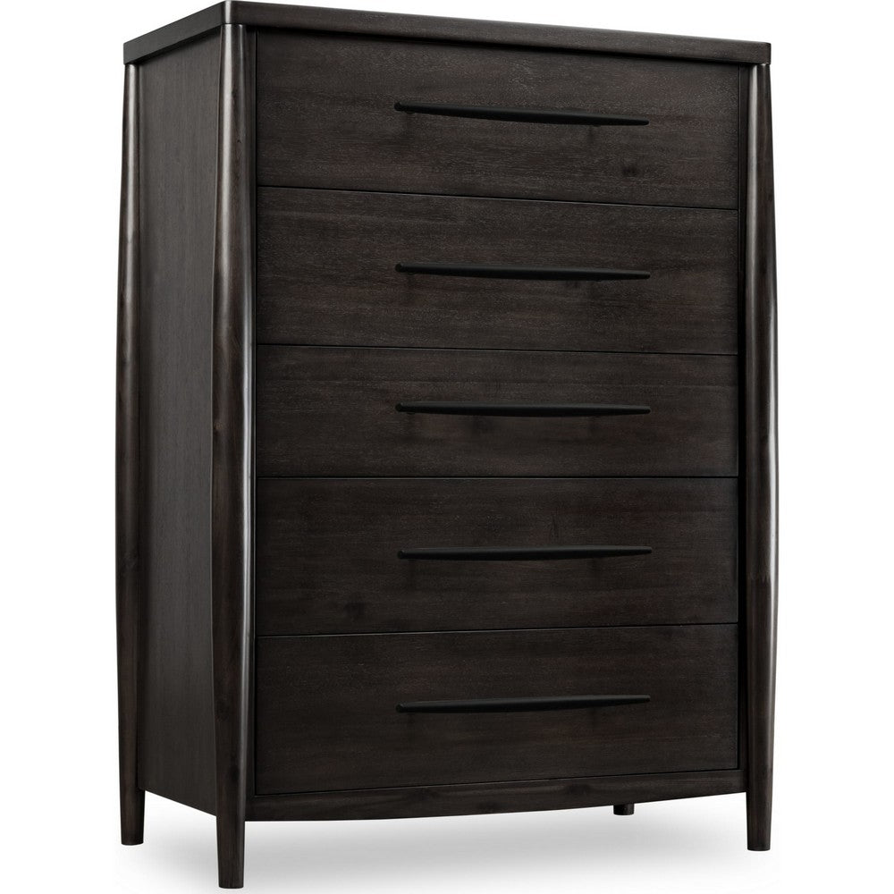 Kevin Wide Dresser Chest with 5 Drawers | Minx Brown Acacia Wood