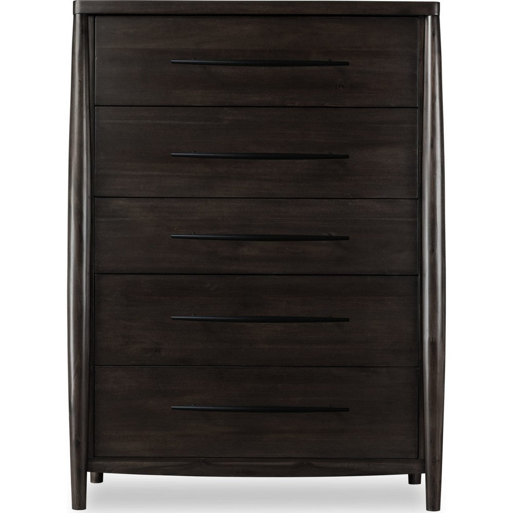 Kevin Wide Dresser Chest with 5 Drawers | Minx Brown Acacia Wood