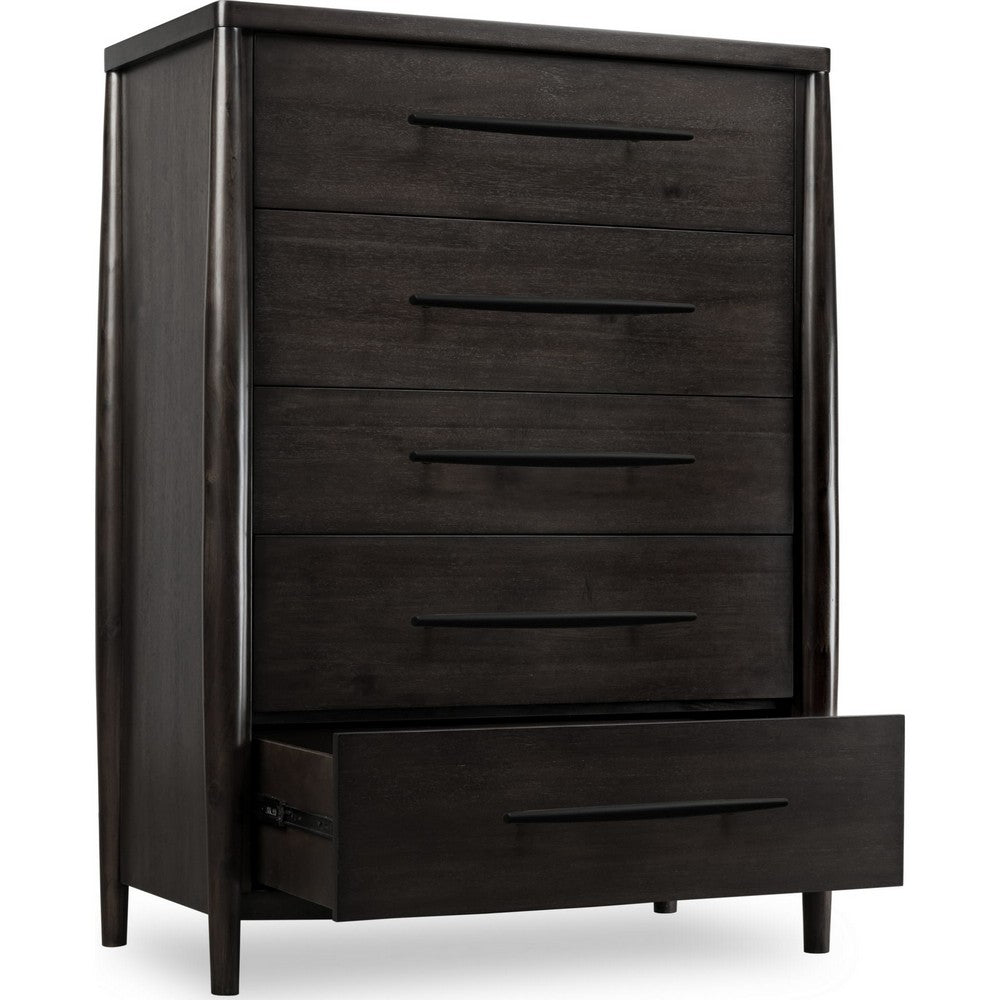 Kevin Wide Dresser Chest with 5 Drawers | Minx Brown Acacia Wood