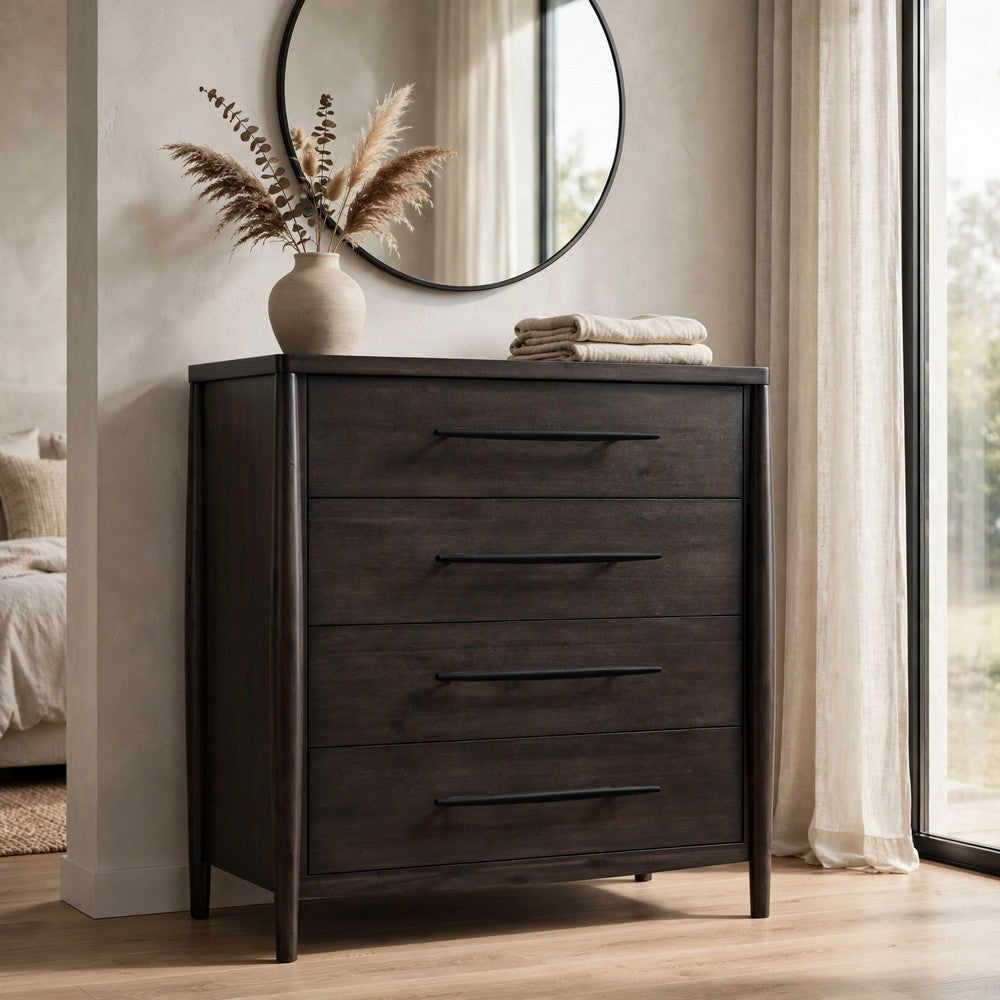 Kevin Wide Dresser Chest with 5 Drawers | Minx Brown Acacia Wood
