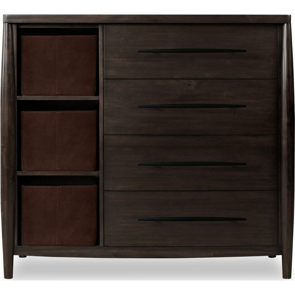 Kevin Sweater Chest | 4 Drawers | 3 Faux Leather Bins | Minx Wood 50"