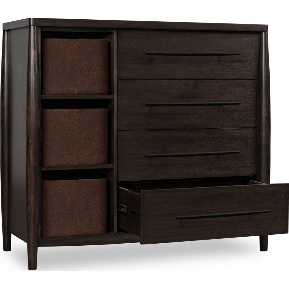 Kevin Sweater Chest | 4 Drawers | 3 Faux Leather Bins | Minx Wood 50"