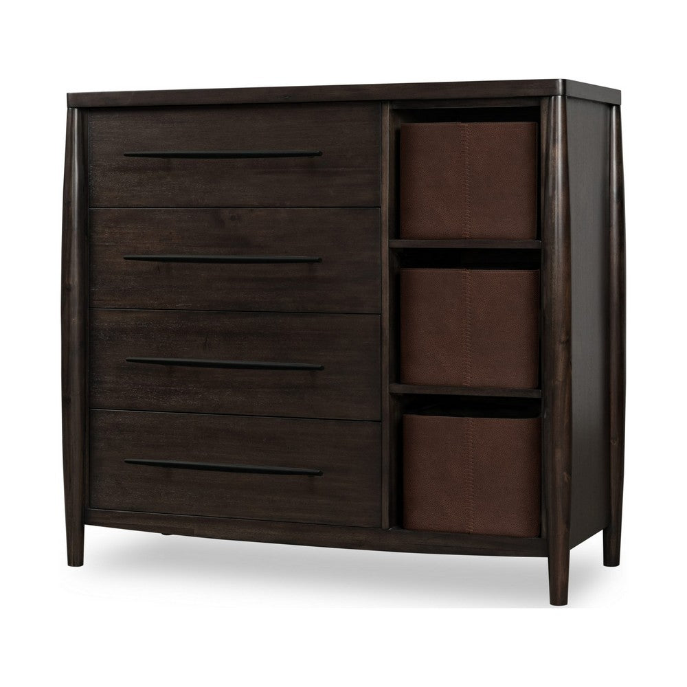 Kevin Sweater Chest | 4 Drawers | 3 Faux Leather Bins | Minx Wood 50"
