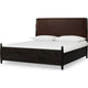 Kevin Queen-Size Panel Bed with Brown Faux Leather | Minx Acacia Wood
