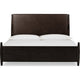Kevin Queen-Size Panel Bed with Brown Faux Leather | Minx Acacia Wood