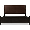Kevin Queen-Size Panel Bed with Brown Faux Leather | Minx Acacia Wood
