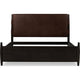 Kevin Queen-Size Panel Bed with Brown Faux Leather | Minx Acacia Wood