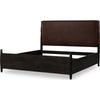 Kevin Queen-Size Panel Bed with Brown Faux Leather | Minx Acacia Wood
