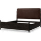 Kevin Queen-Size Panel Bed with Brown Faux Leather | Minx Acacia Wood