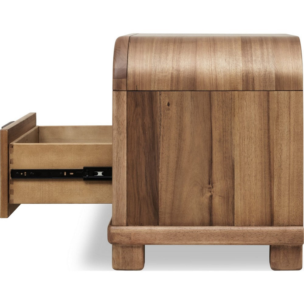 Kiana Nightst& with Drawer & Open Shelf | Brown Acacia Wood