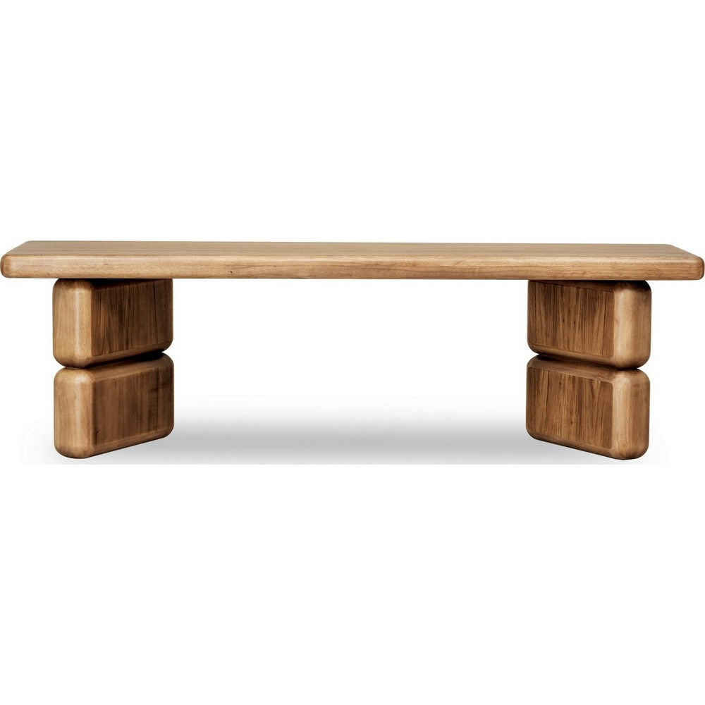 Carly Dining Bench with Block Feet | Lioness Finish Acacia Wood 60"