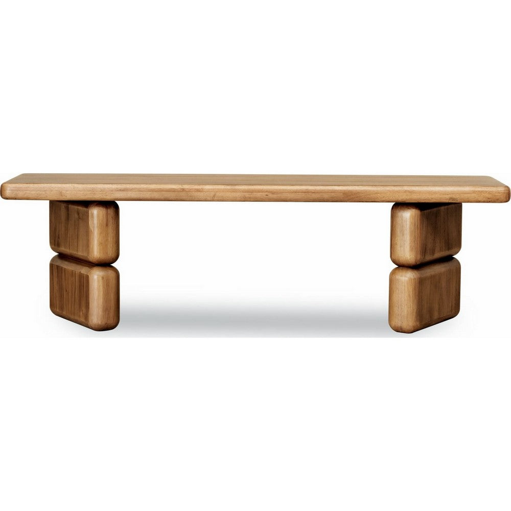 Carly Dining Bench with Block Feet | Lioness Finish Acacia Wood 60"