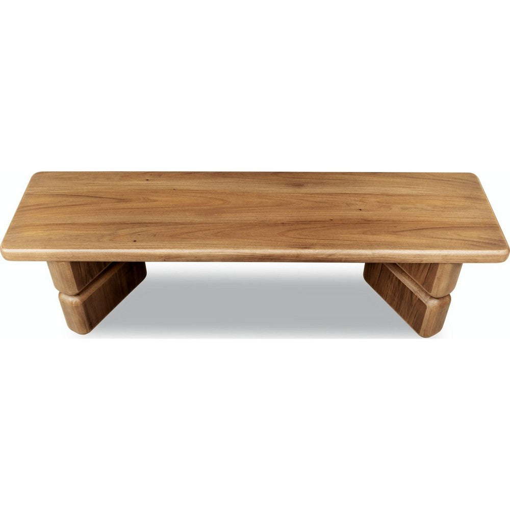 Carly Dining Bench with Block Feet | Lioness Finish Acacia Wood 60"