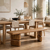 Carly Dining Bench with Block Feet | Lioness Finish Acacia Wood 60"