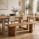Carly Dining Bench with Block Feet | Lioness Finish Acacia Wood 60"