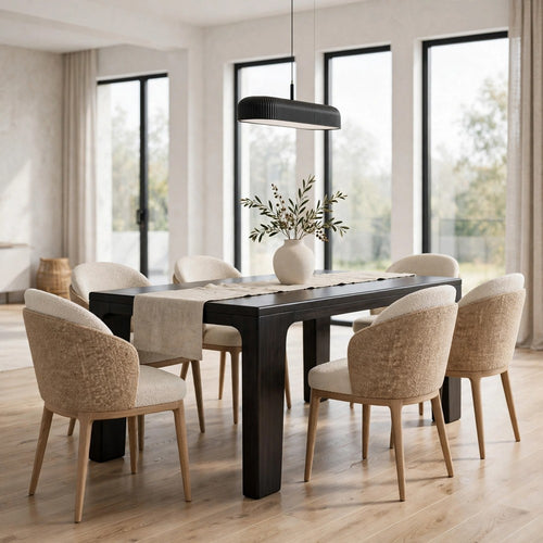 Rissa Rectangle Dining Table | Straight Legs | Jaguar Black Acacia Wood 84"