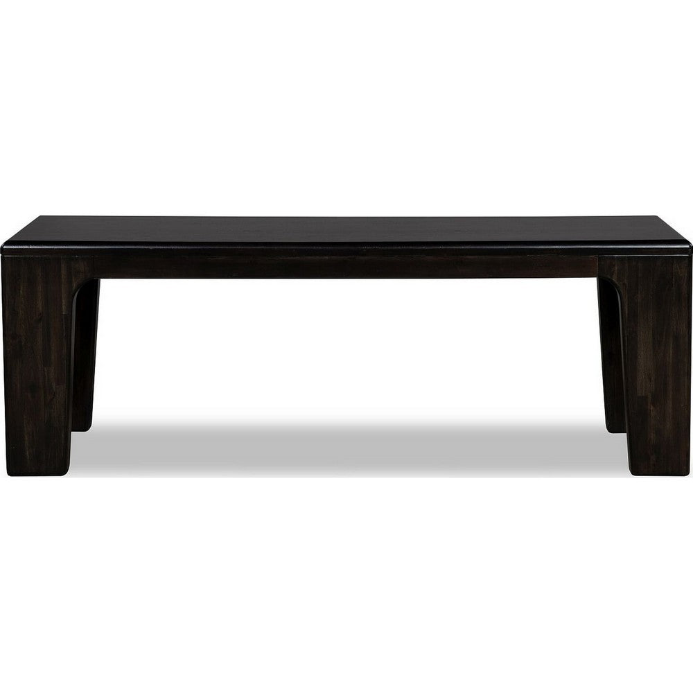 Rissa Dining Bench with Squared Legs | Jaguar Black Solid Acacia Wood 52"