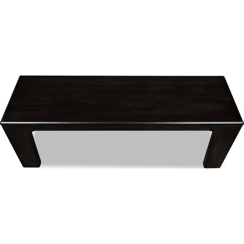 Rissa Dining Bench with Squared Legs | Jaguar Black Solid Acacia Wood 52"