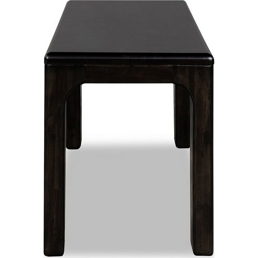 Rissa Dining Bench with Squared Legs | Jaguar Black Solid Acacia Wood 52"