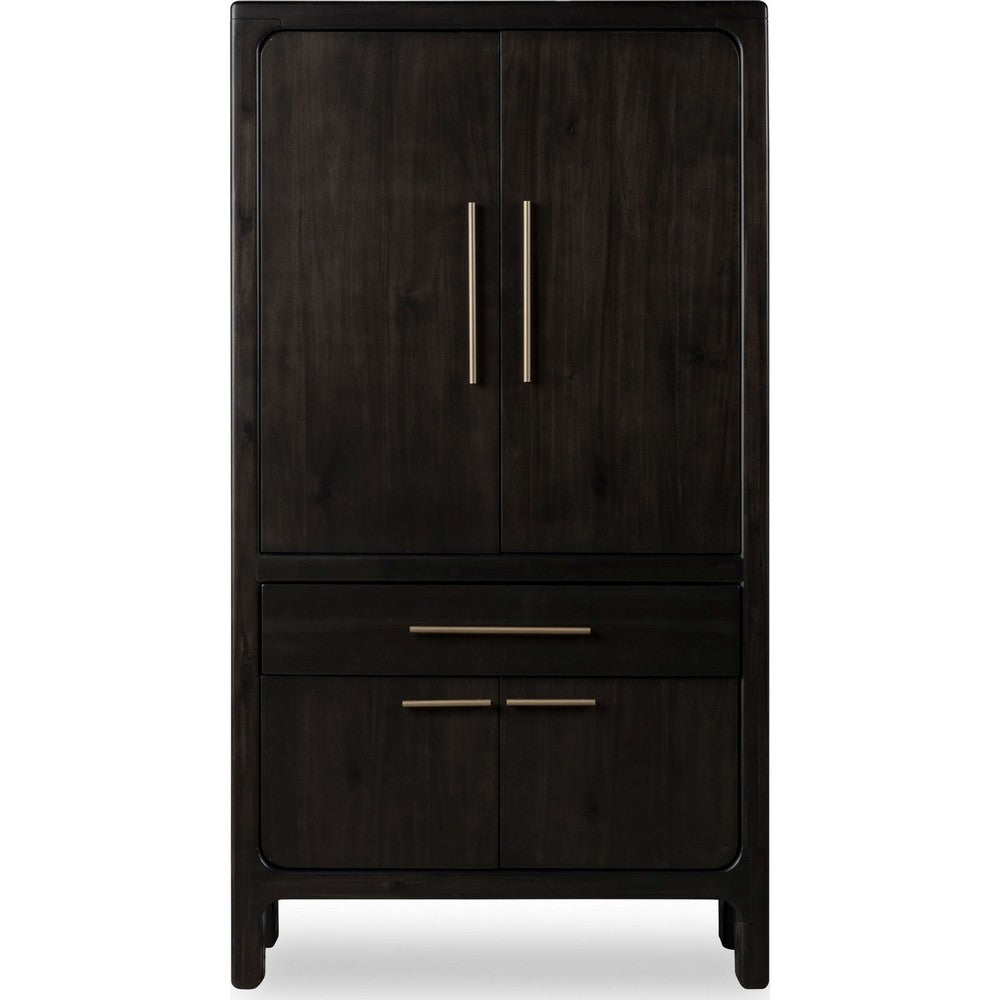 Rissa Bar Cabinet | Four Doors & Drawers | Jaguar Black Wood 66"
