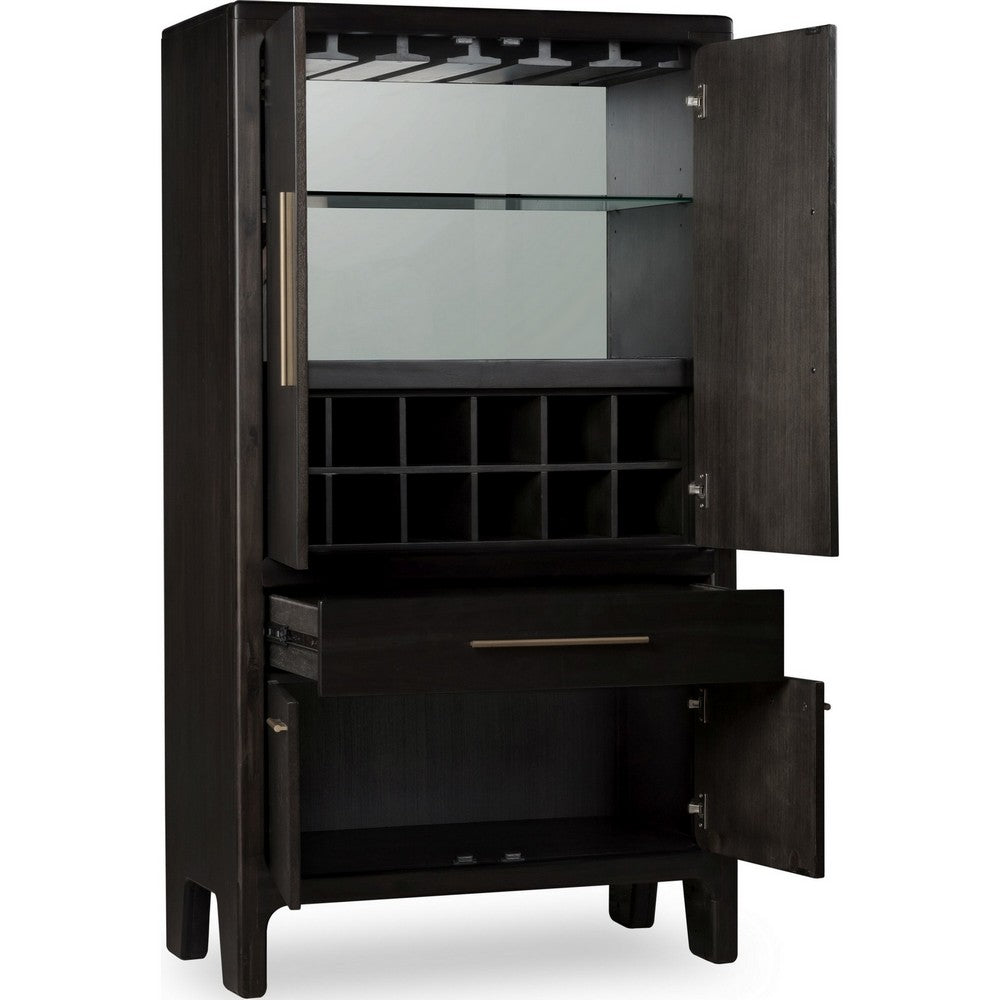 Rissa Bar Cabinet | Four Doors & Drawers | Jaguar Black Wood 66"