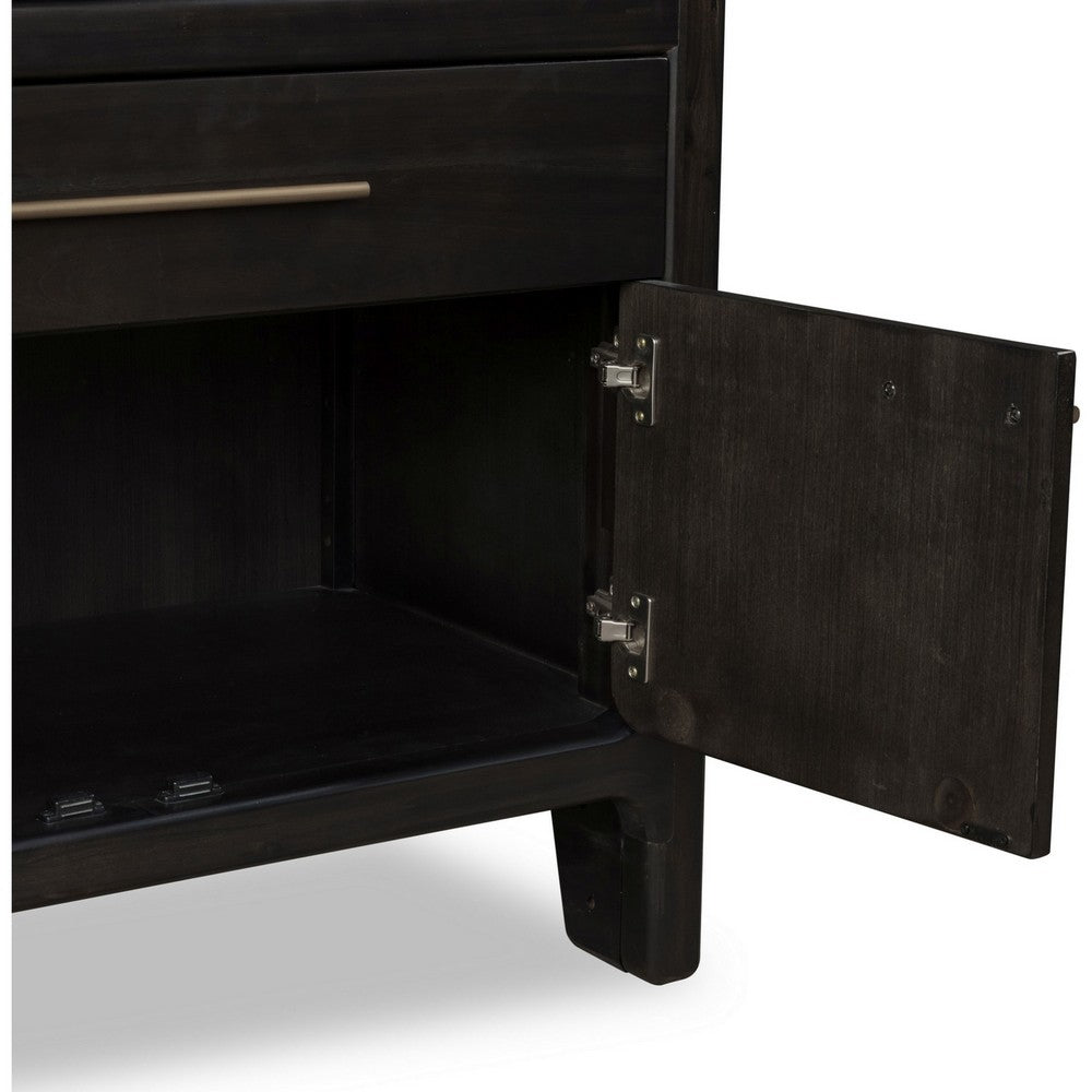 Rissa Bar Cabinet | Four Doors & Drawers | Jaguar Black Wood 66"